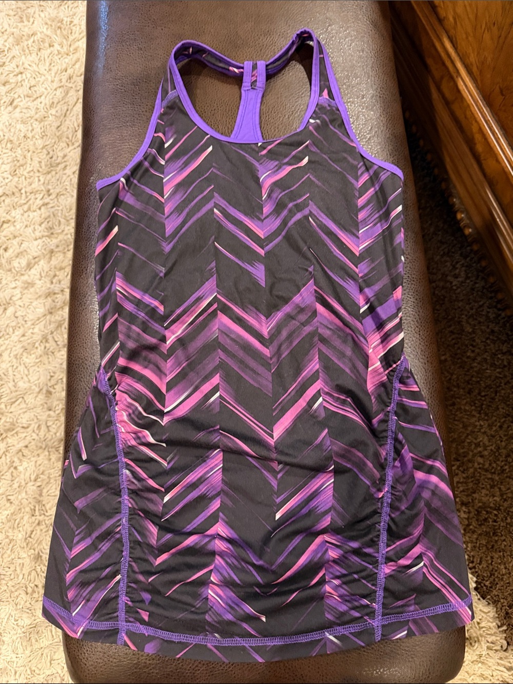 Tek Gear Purple Chevron Racerback Tank Top with Pink Accents